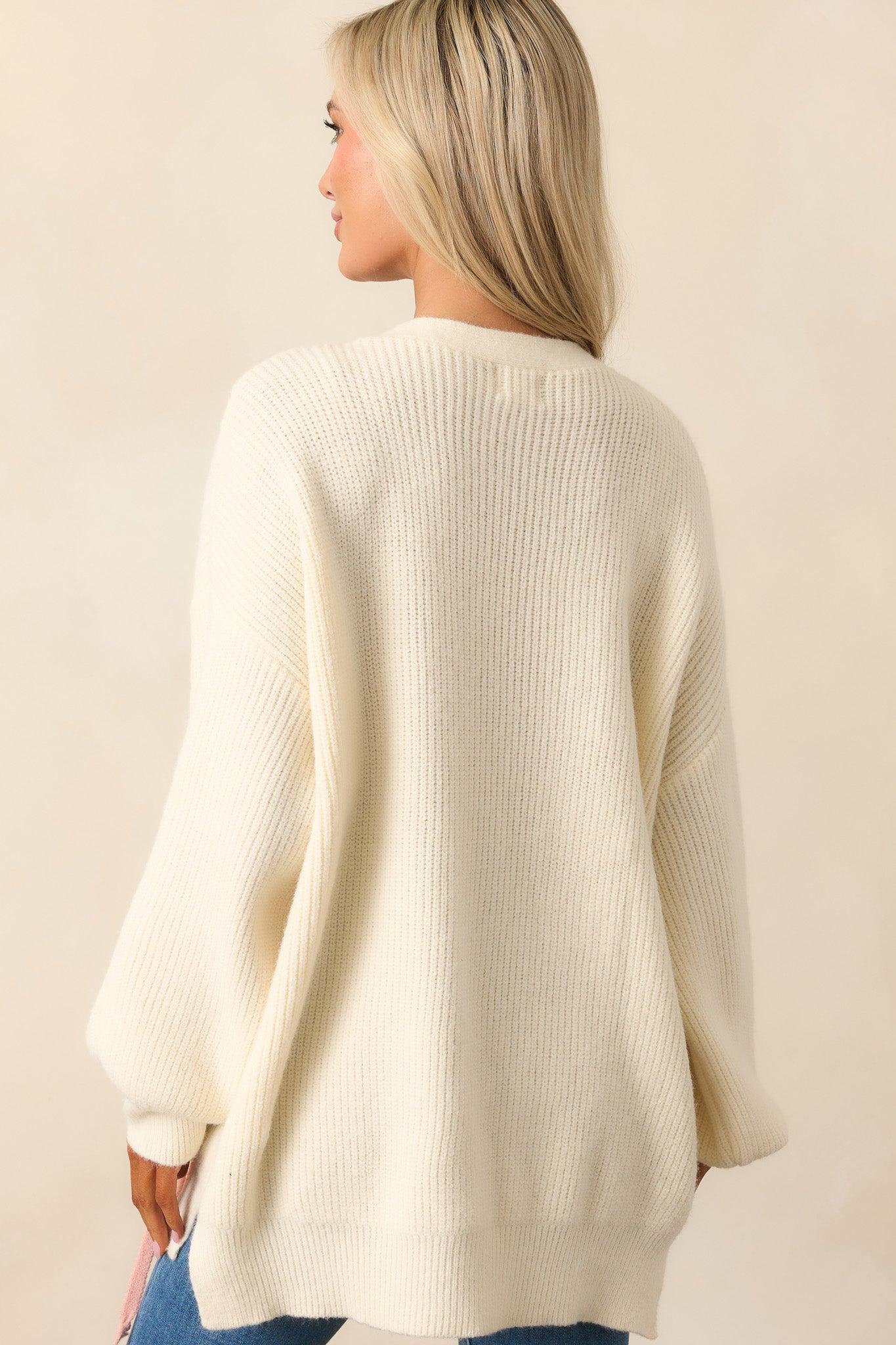 Stitched With Love Ivory Knit Cardigan Product Image