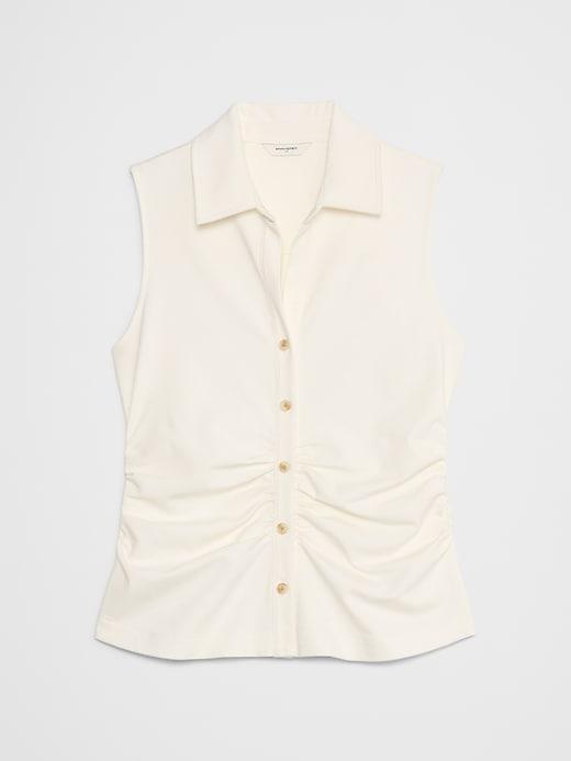 Shirred-Waist Ponte Top Product Image