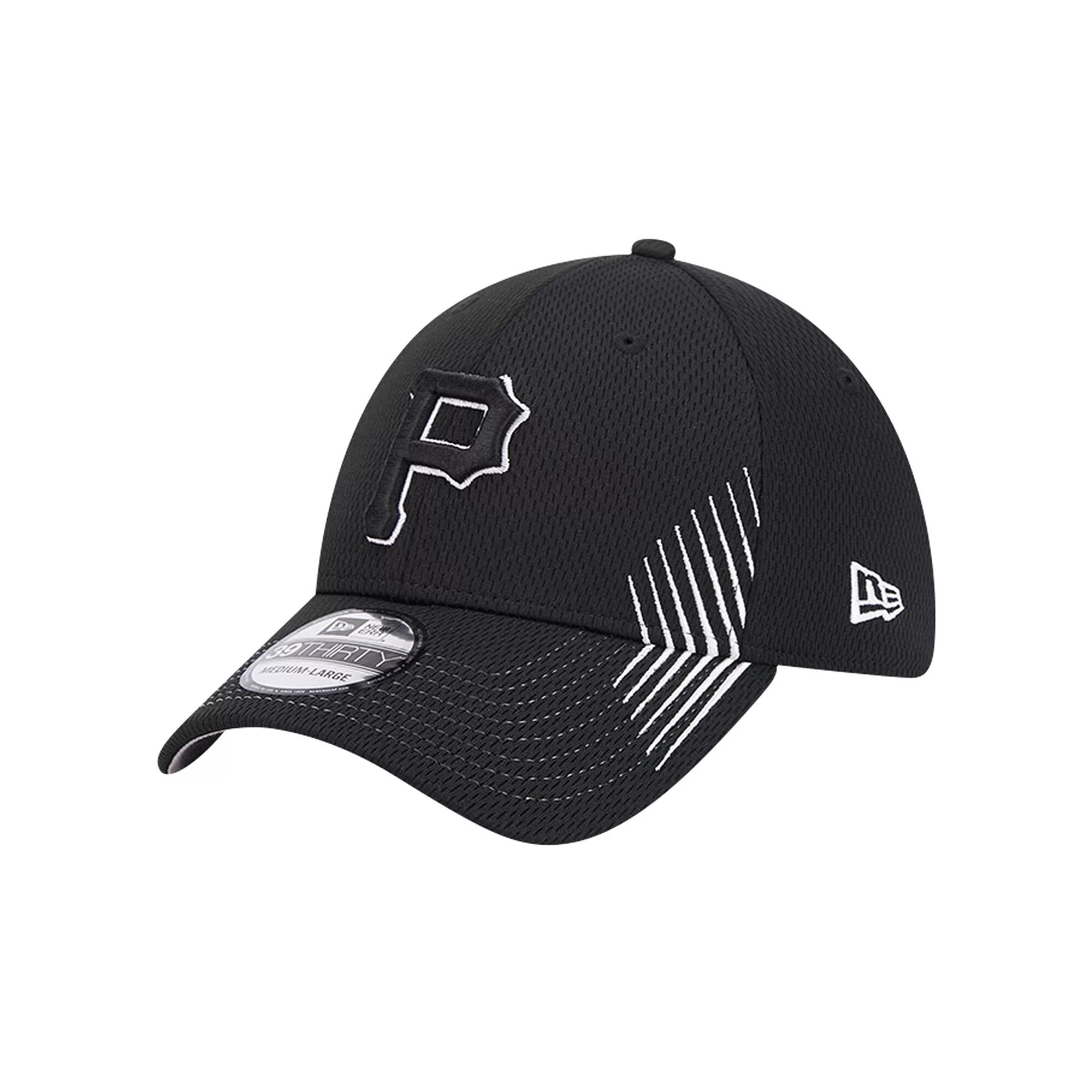 Men's New Era Black Pittsburgh Pirates Active Dash Mark 39THIRTY Flex Hat,  Product Image