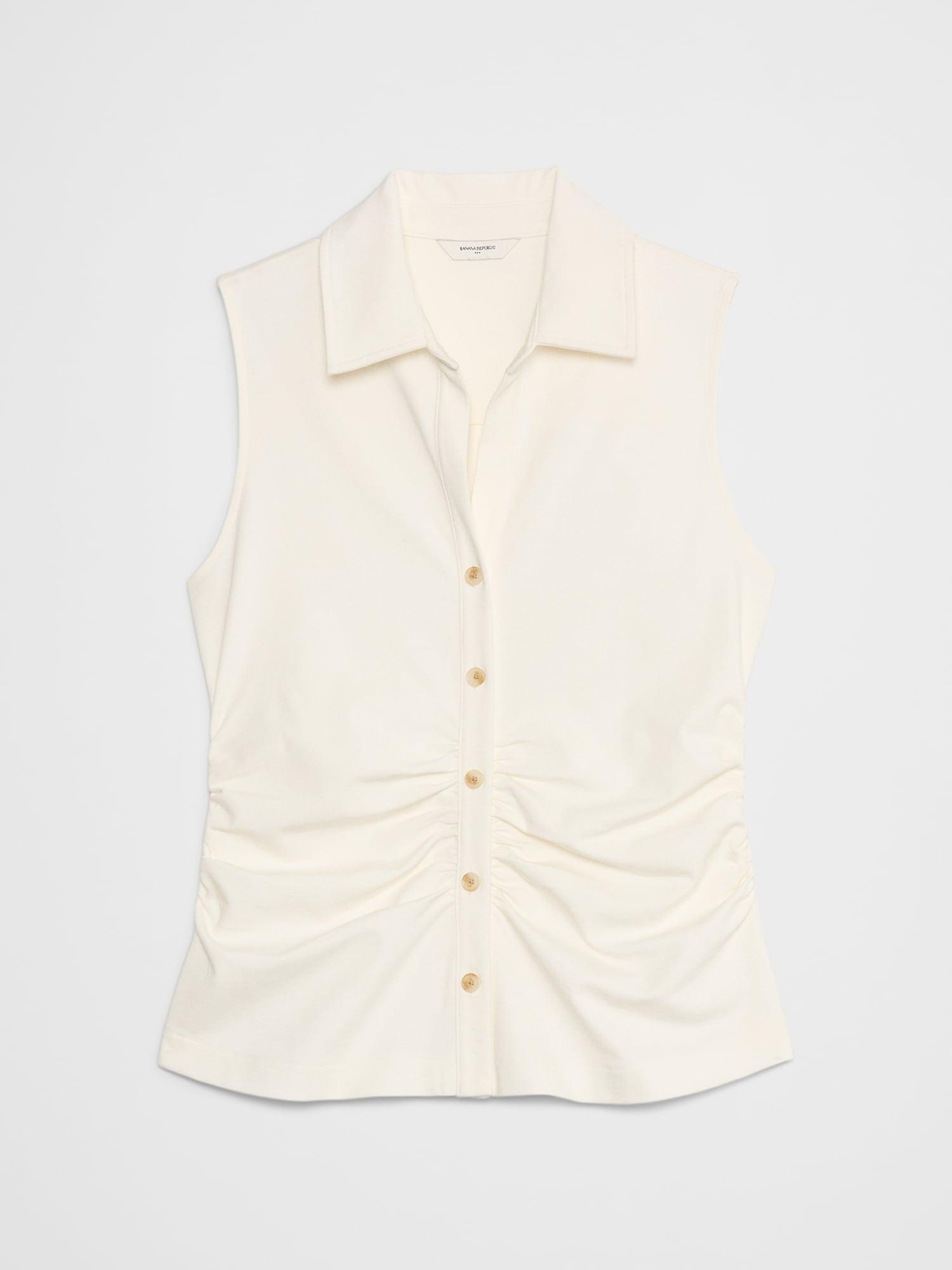 Shirred-Waist Ponte Top Product Image