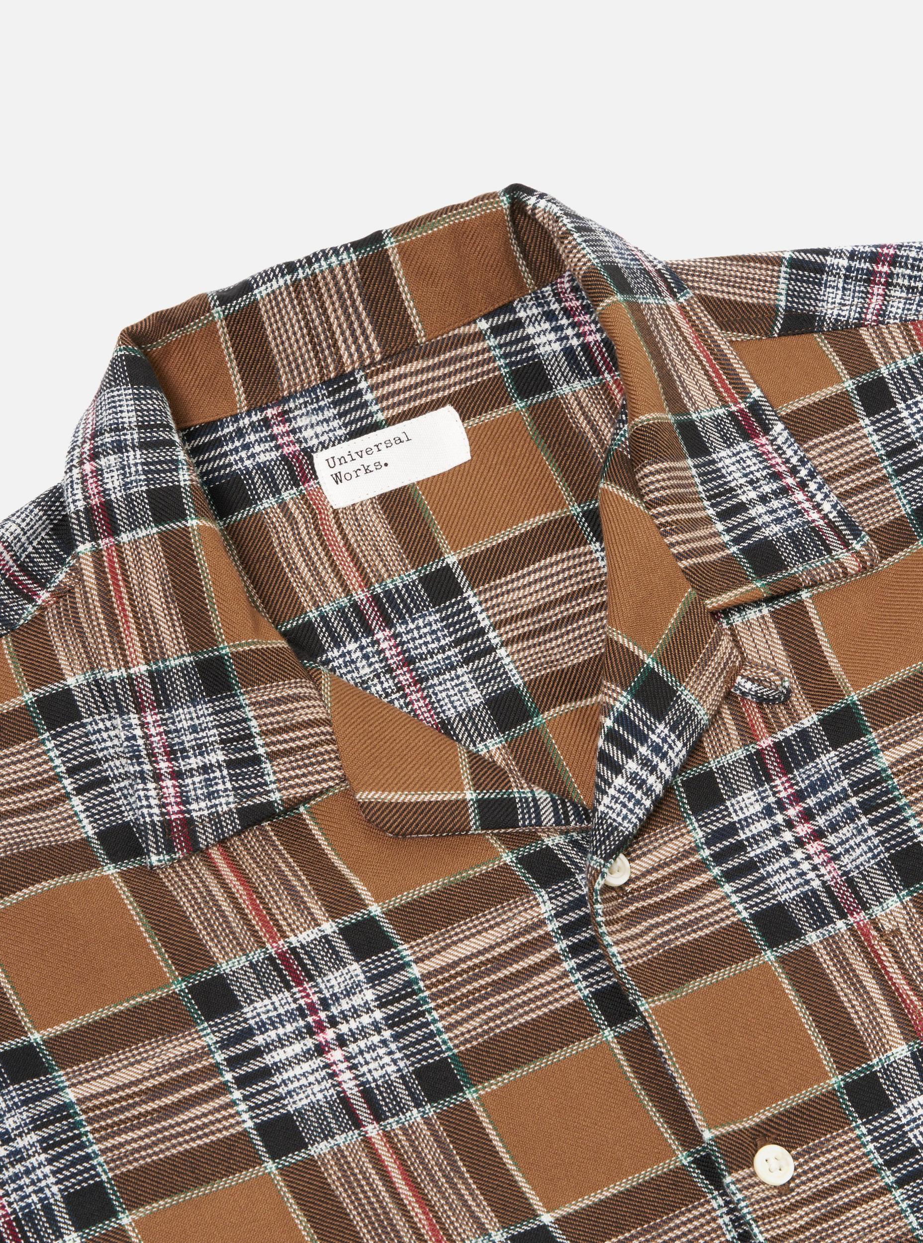 Universal Works Long Pyjama Set in Brown Ikat Twill Check Product Image