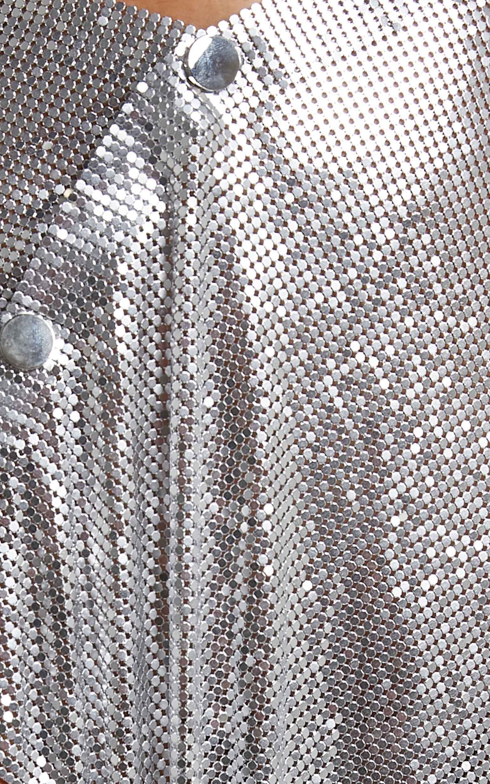 Charity Mini Skirt - Asymmetrical Mesh Skirt in Silver Product Image