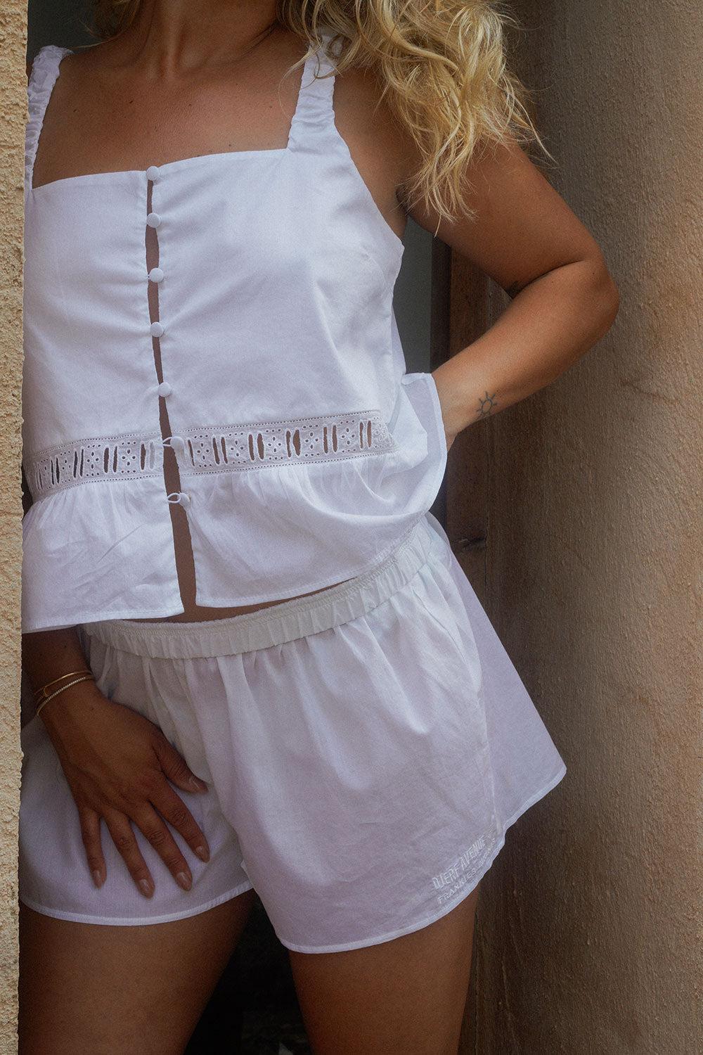 Airy Poplin Mini Shorts  - White Product Image