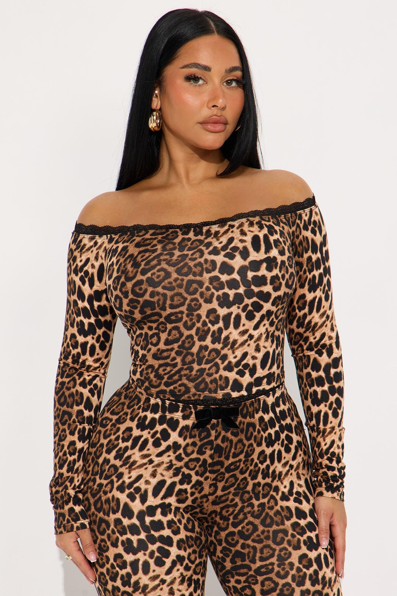 Fiona Off Shoulder Leopard Capri Set - Brown/combo Female Product Image