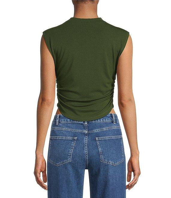 Gianni Bini Knit Mock Neck Cap Sleeve Crop Top Product Image