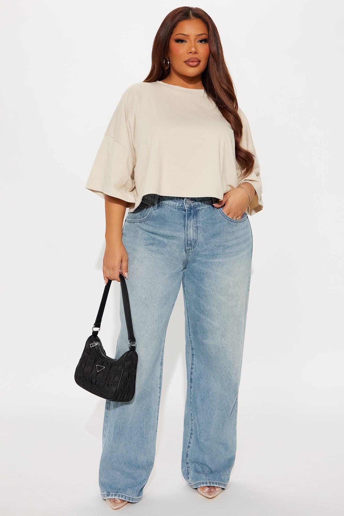 Blakely Boxy Wide Fit Short Sleeve Tshirt - Cream Female Product Image