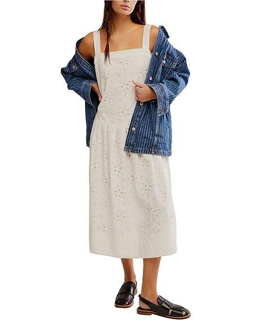 Free People Primavera Eyelet Square Neck Sleeveless Midi Dress Product Image