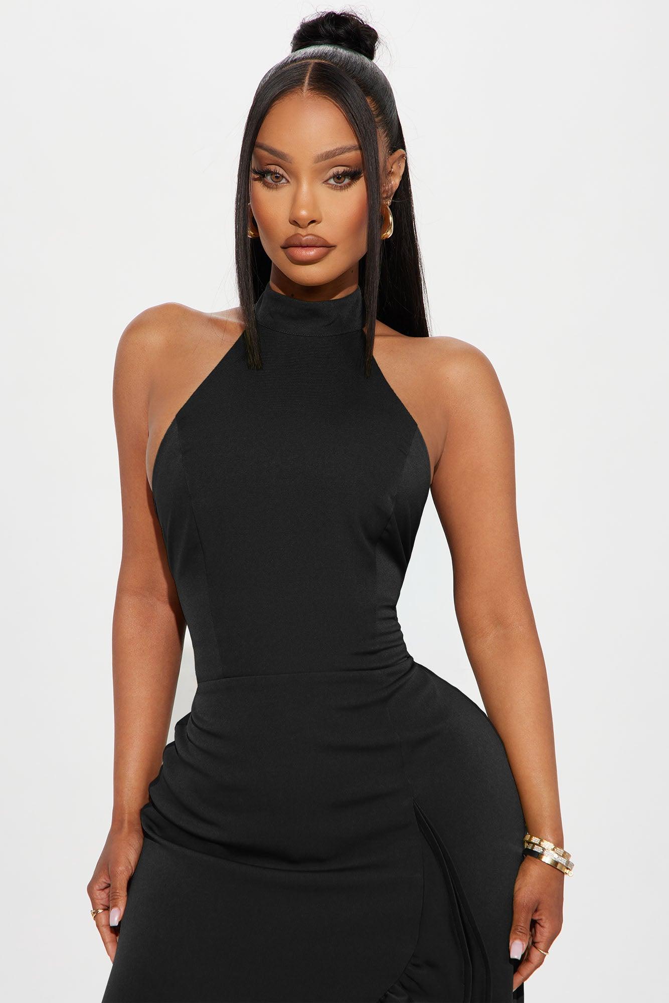 Olivia Ruffle Maxi Dress - Black Female Product Image