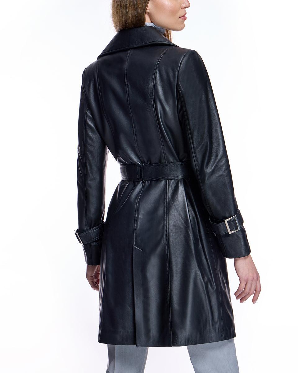 Julia and Stella by Maximilian Belted Leather Coat -Max Product Image
