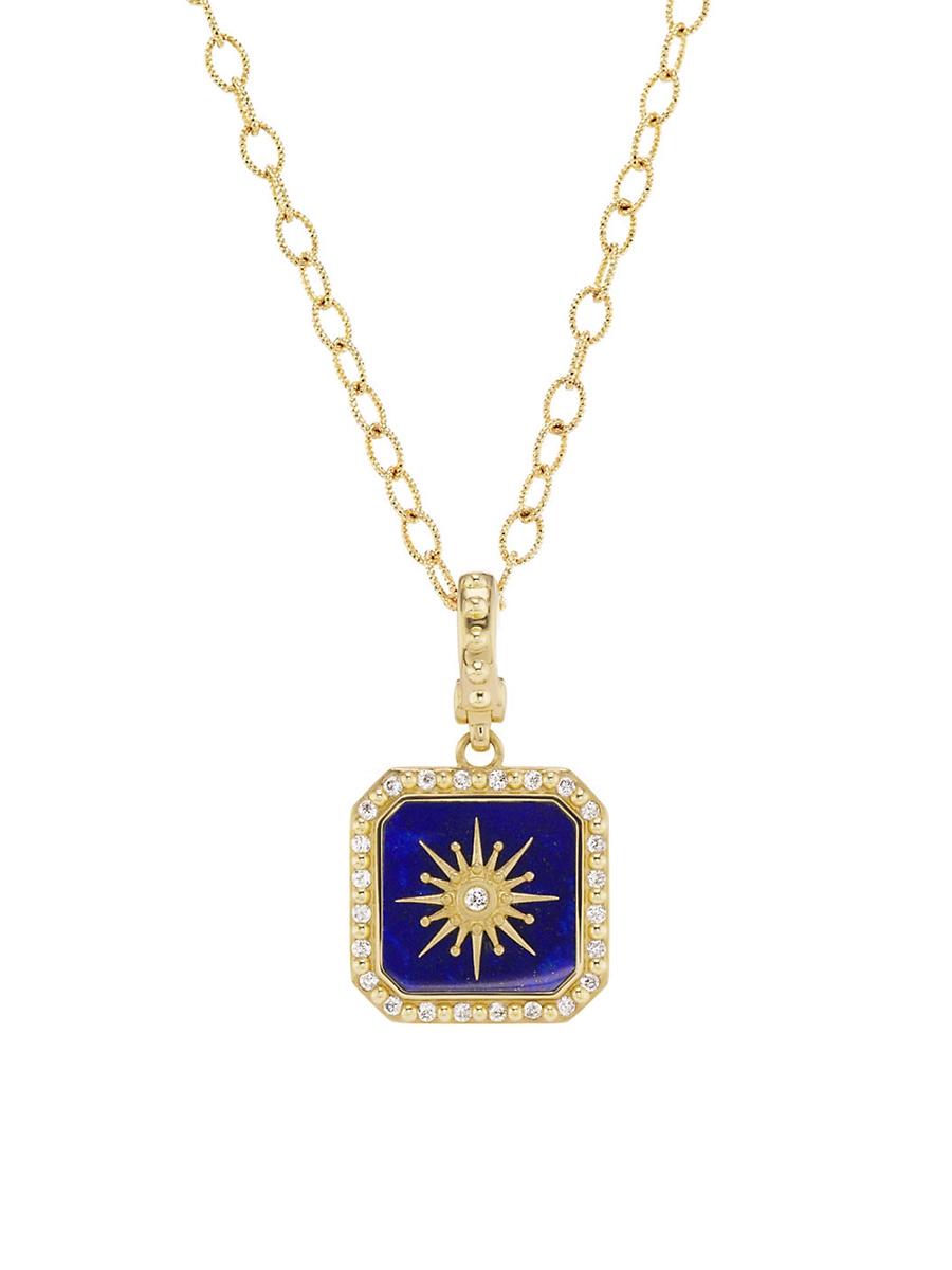 Womens Guiding Star 18K Yellow Gold, Lapis Lazuli & 0.20 TCW Diamond Pendant Necklace Product Image