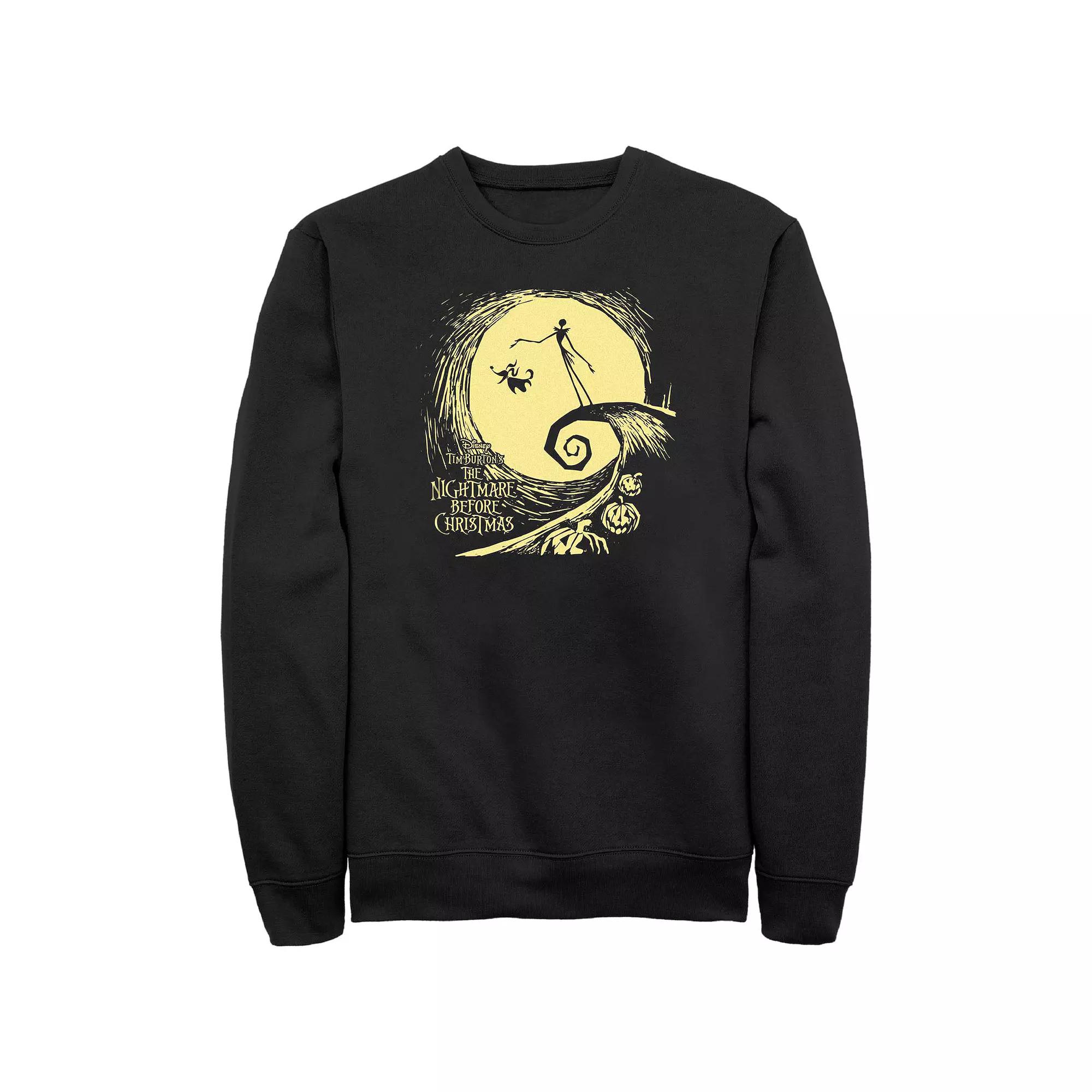 Disney's The Nightmare Before Christmas Jack And Zero At Night Men's Graphic Fleece, Size: Large, Black Product Image