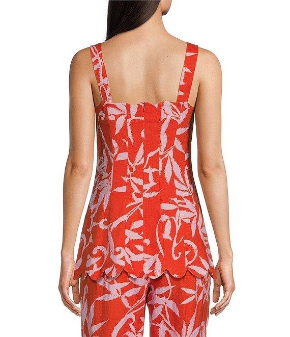 tyler boe Coordinating Vanessa Scallop Trim Square Neck Sleeveless Top Product Image