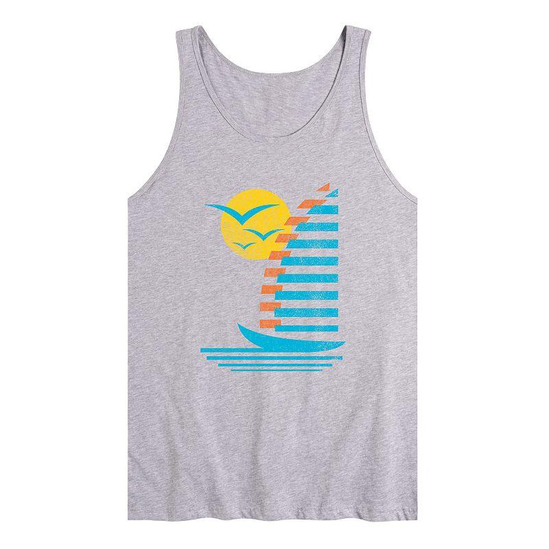 Men's Sailboats Gulls Retro Graphic Tank Top,  Product Image