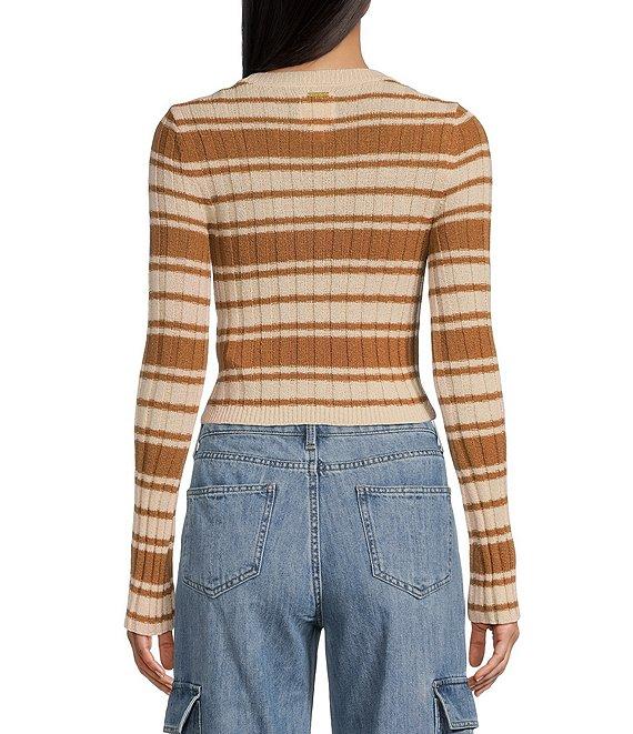 Billabong Clare Long Sleeve Striped Cropped Sweater Product Image