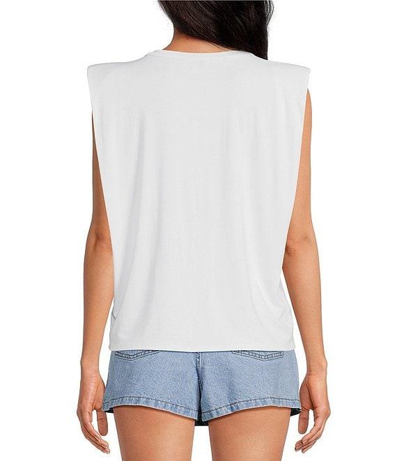 Gianni Bini Kelia Muscle Shoulder Pad Sleeveless Crew Neck Knit Tank Product Image