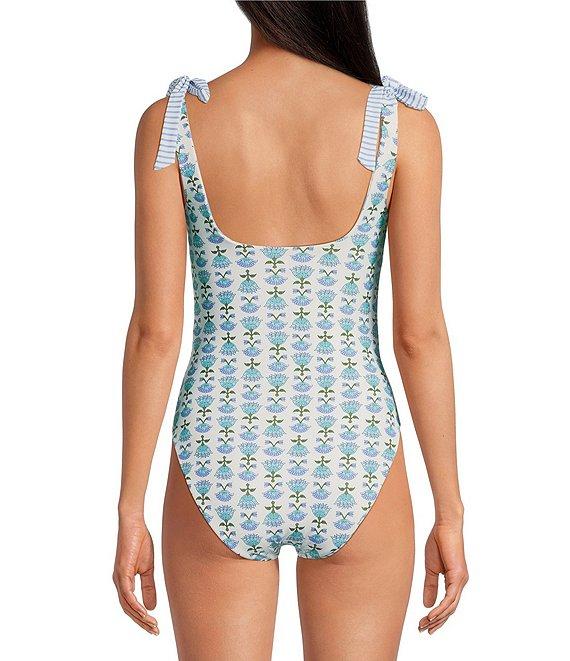 A Loves A Reversible Chevron Flower Bandeau Tie Shoulder One Piece Swimsuit Product Image