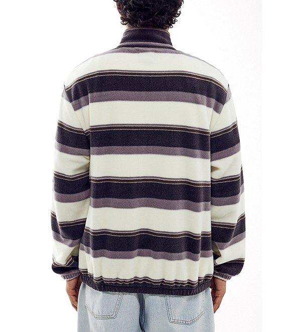 BDG Urban Outfitters Long Sleeve Striped Fleece Quarter Zip Pullover Product Image