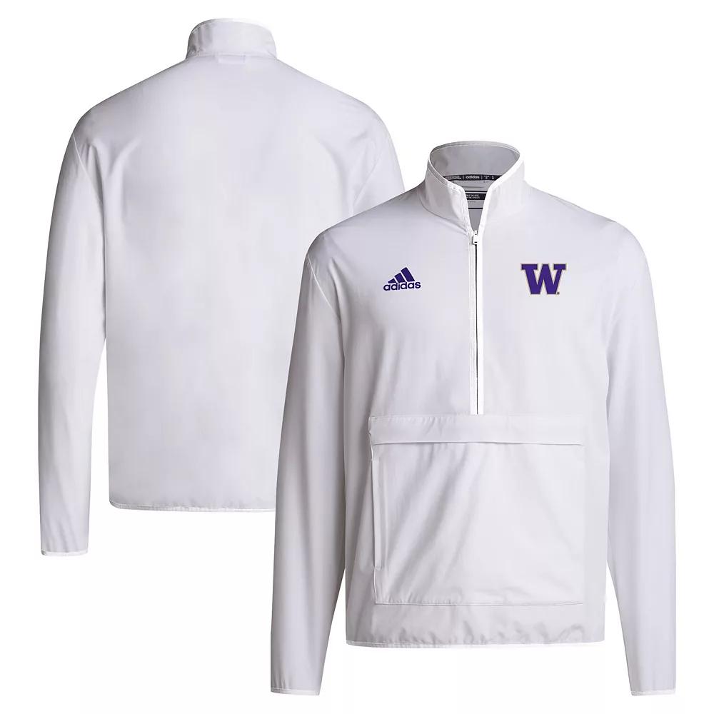 Men's adidas White Washington Huskies 2024 Coaches Sideline Half-Zip Jacket, Size: Small Product Image