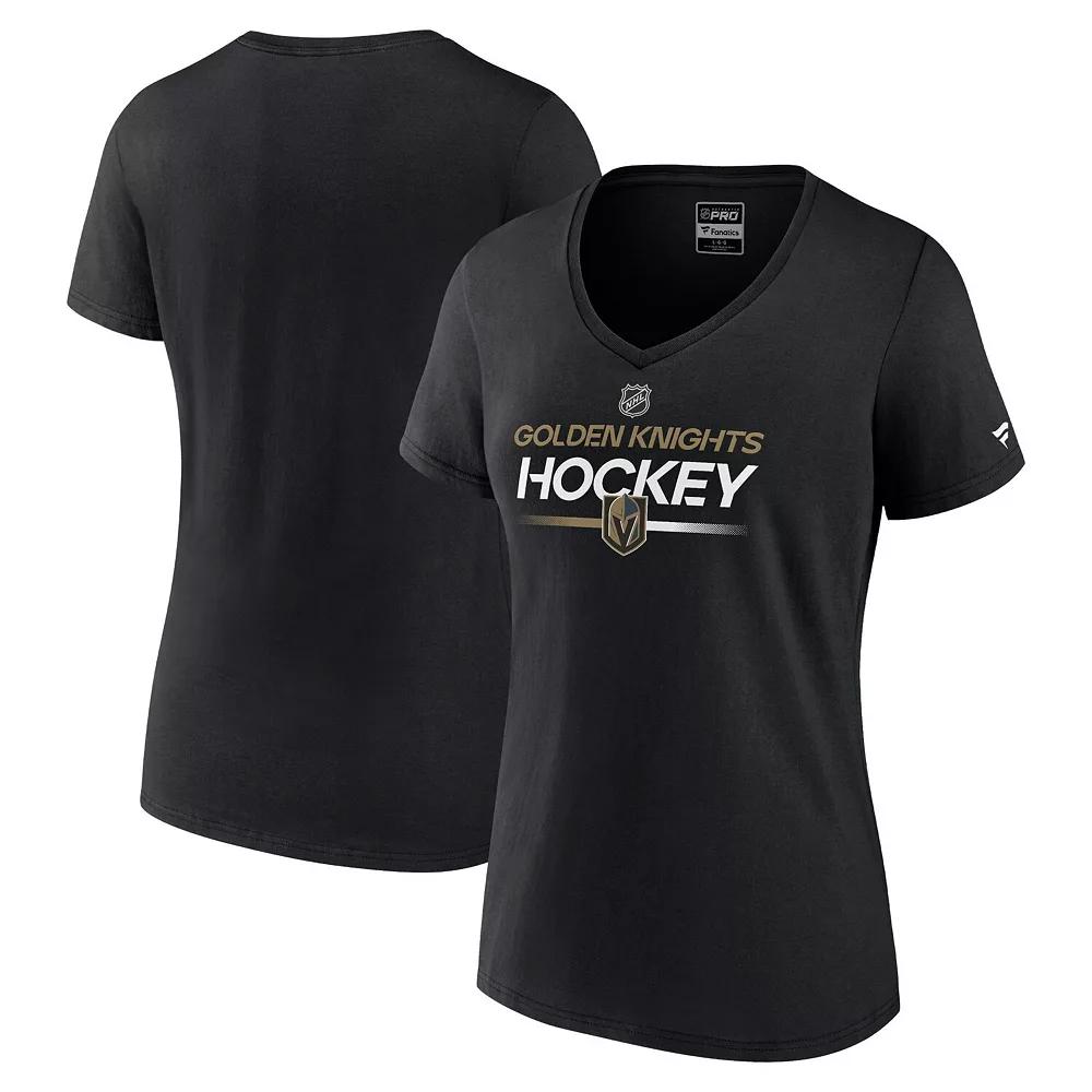 Women's Fanatics Branded Black Boston Bruins Authentic Pro V-Neck T-Shirt,  Product Image
