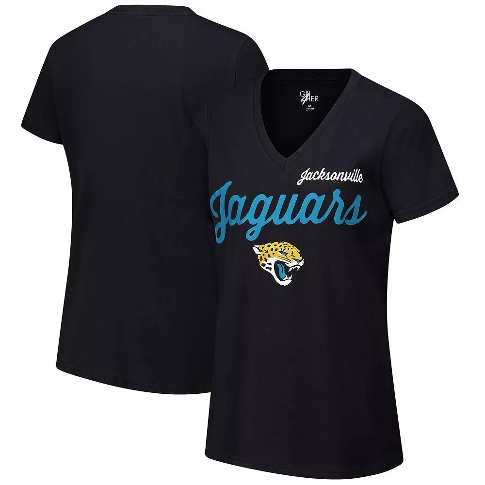 Women's G-III 4Her by Carl Banks Black Jacksonville Jaguars Post Season V-Neck T-Shirt, Size: XS Product Image