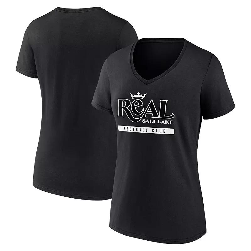 Women's Fanatics Branded Black Real Salt Lake Fundamentals Stealth V-Neck T-Shirt,  Product Image