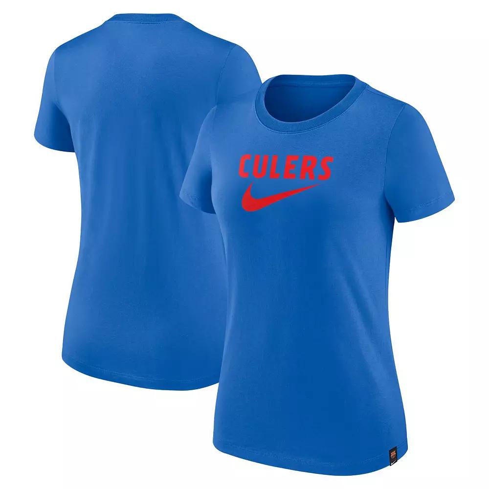 Women's Nike Blue Barcelona Swoosh T-Shirt, Size: XS, Bar Blue Product Image