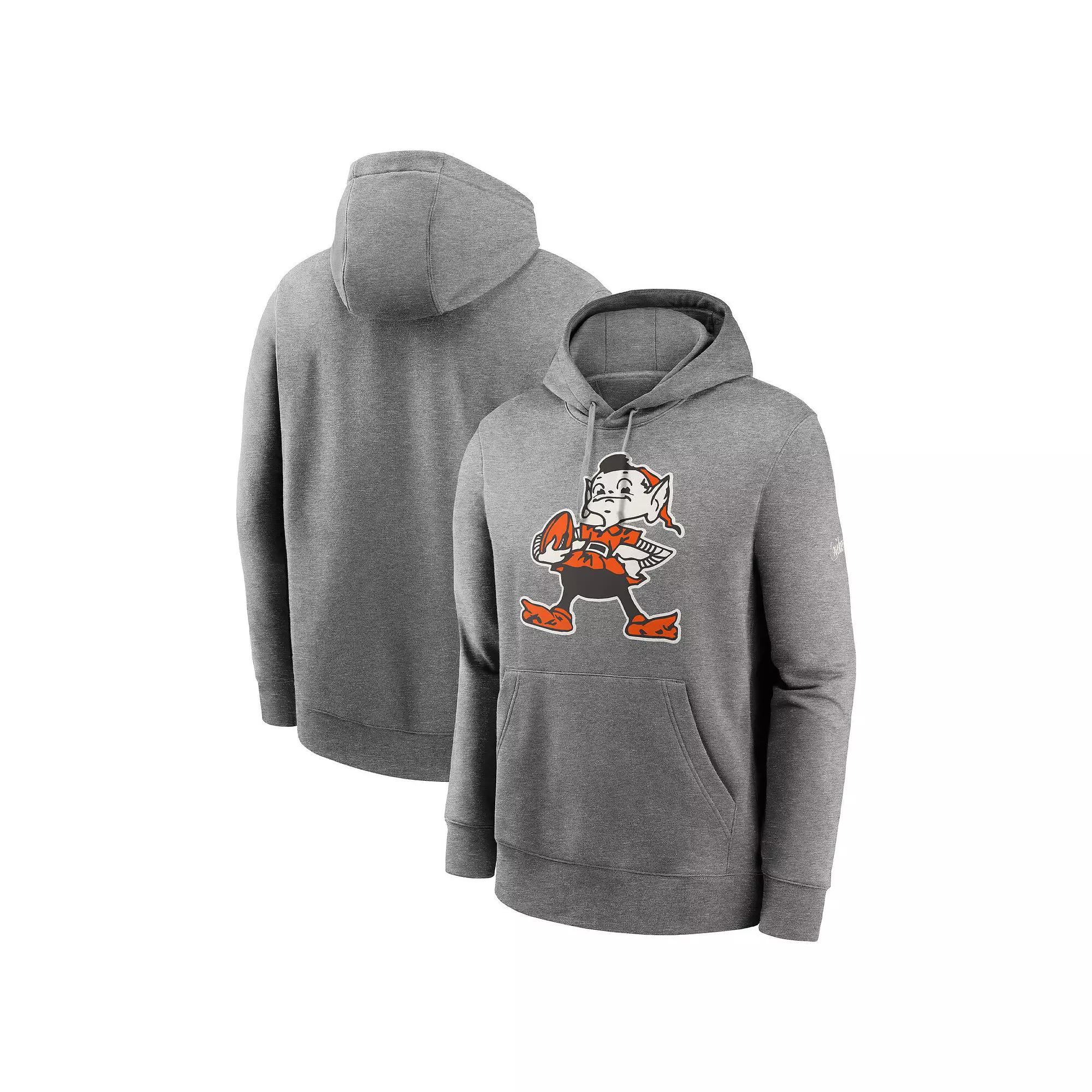 Men's Nike Heathered Gray Cleveland Browns Rewind Club Fleece Pullover Hoodie, Size: 2XL, Grey Product Image