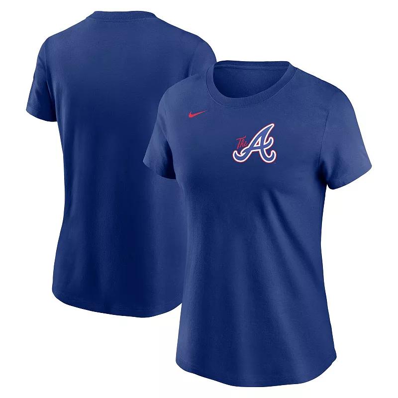 Women's Nike Royal Atlanta Braves City Connect Wordmark T-Shirt, Size: Small, Blue Product Image
