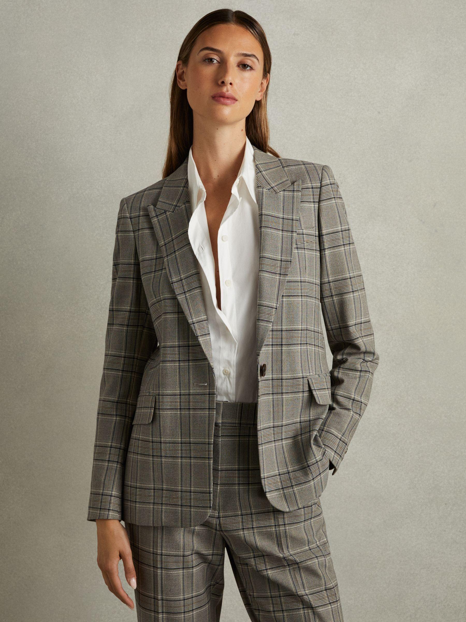 Checked Slim Fit Suit Blazer in Grey Check Product Image