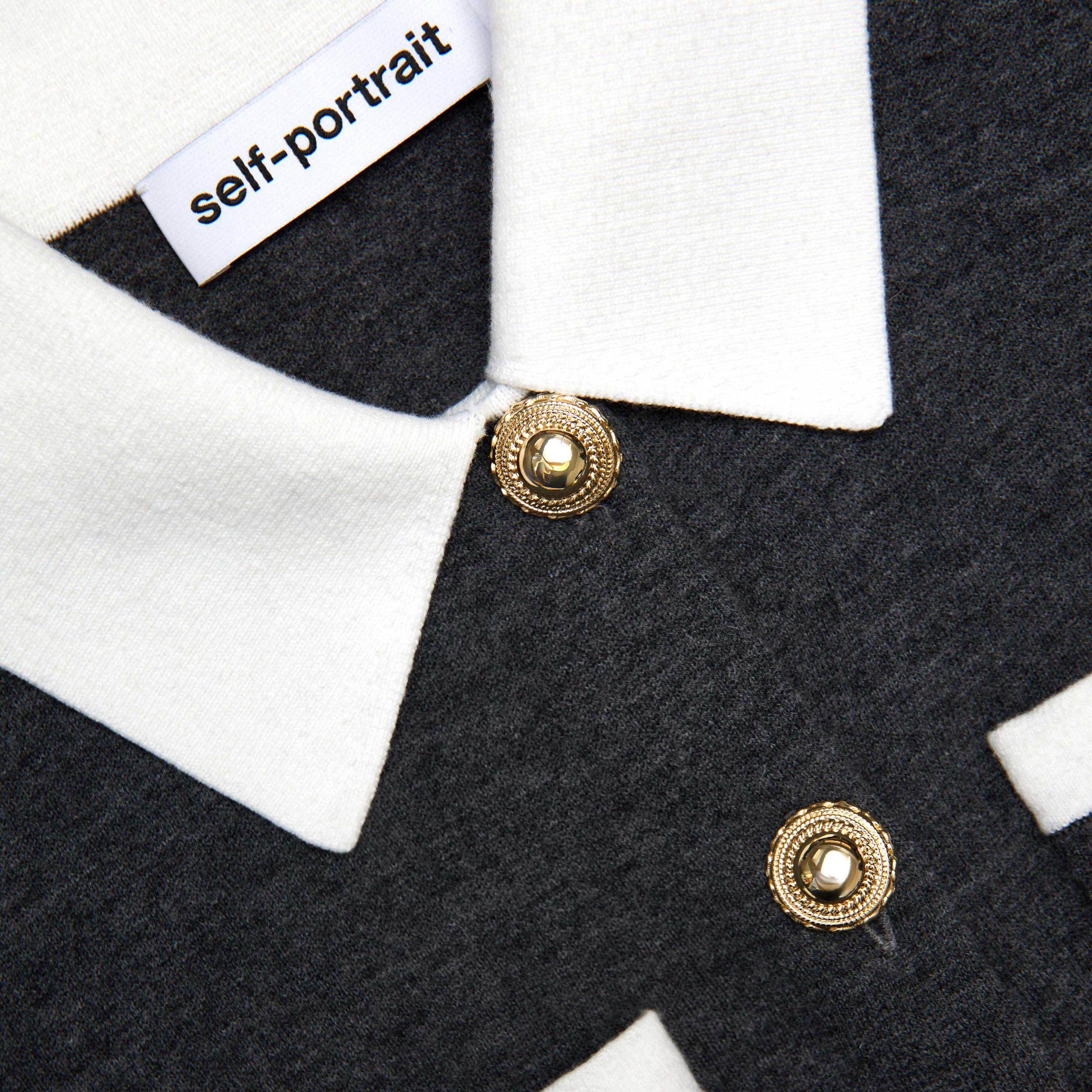 Grey Contrast Collar Cardigan Product Image