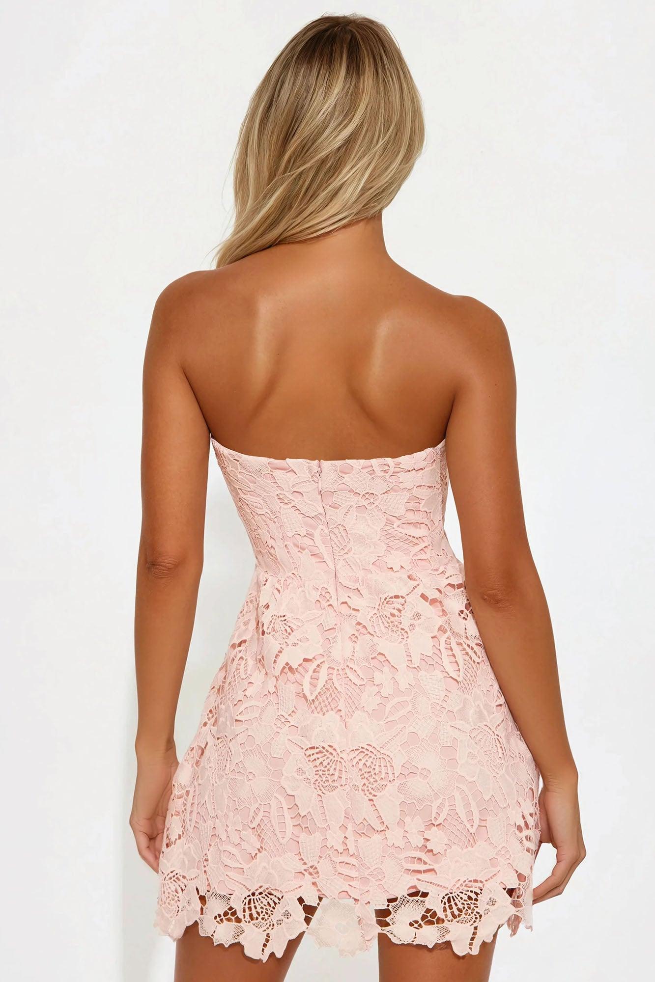 Sweet Love Lace Mini Dress - Blush Product Image
