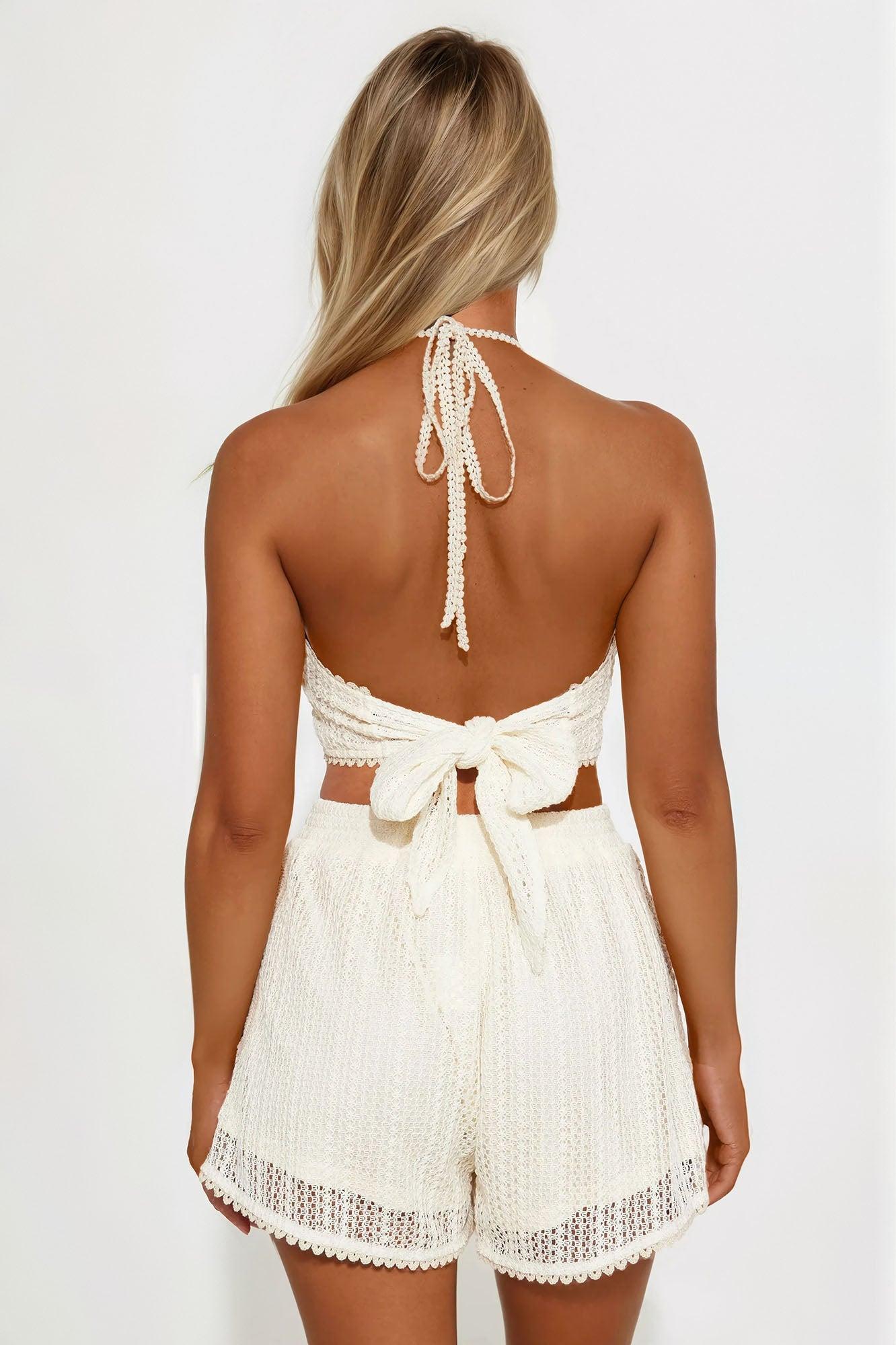 Mabel Crochet Short Set - Cream Female Product Image