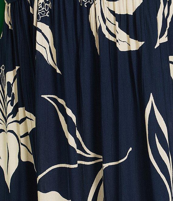 Angie Floral Print V-Neck Short Sleeve Knot Front Keyhole Front Slit Maxi Dress Product Image