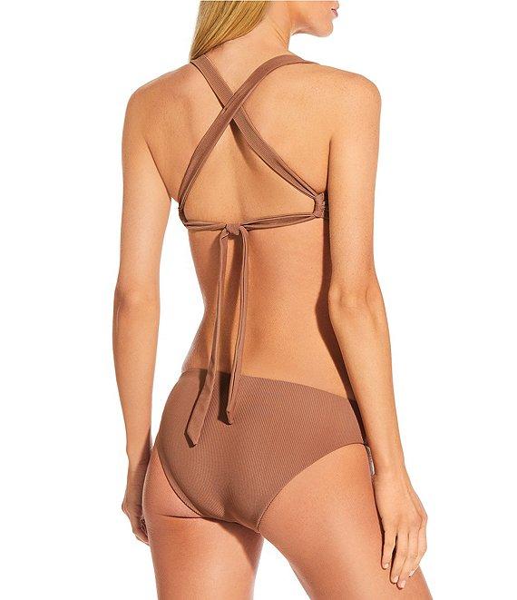 Gianni Bini Solid Ribbed Retro Hipster Swim Bottom Product Image
