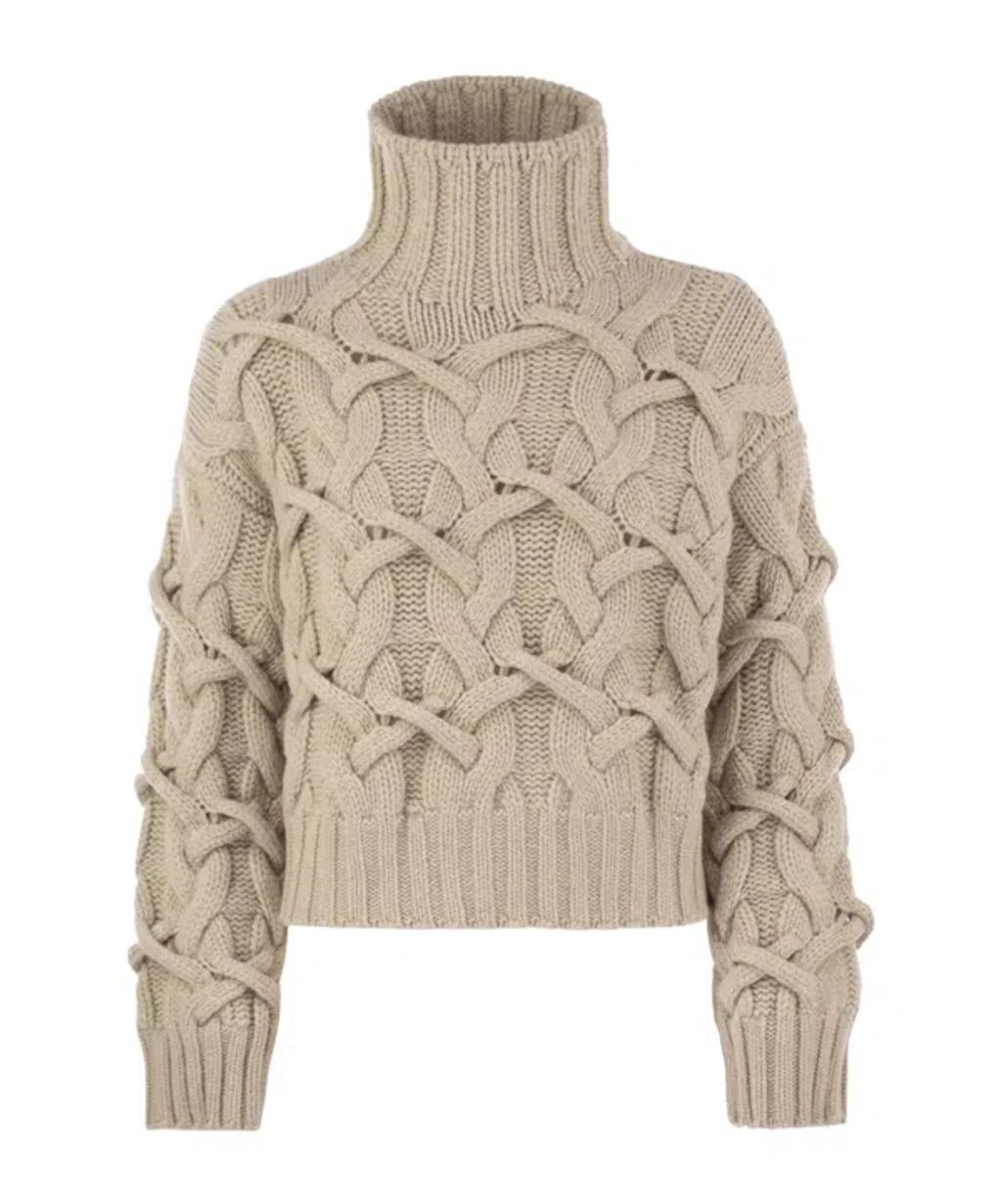 BRUNELLO CUCINELLI Braided Sweater Sweaters And Cardigans Beige In Neutral Product Image
