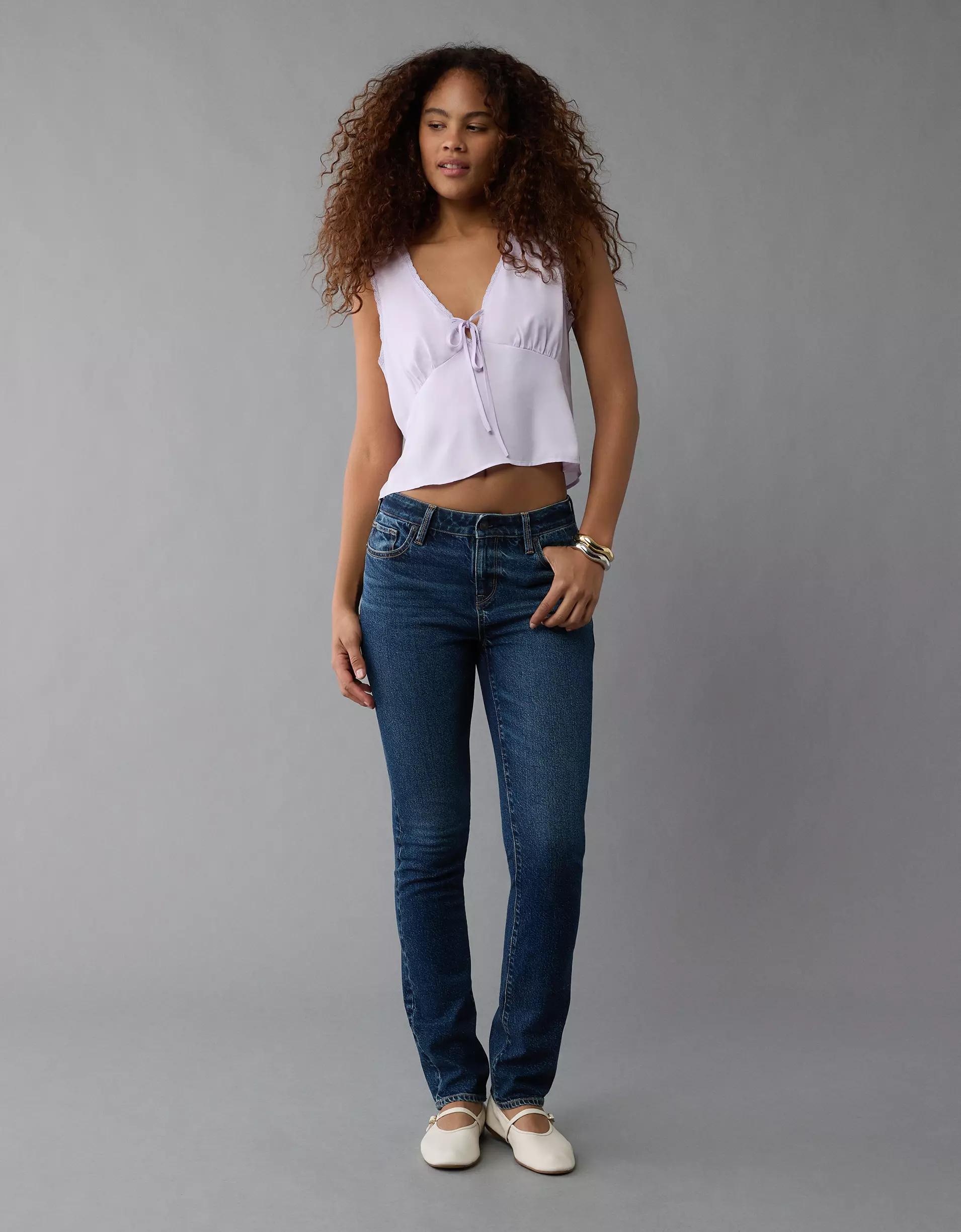 AE V-Neck Satin Slip Tank Top Product Image