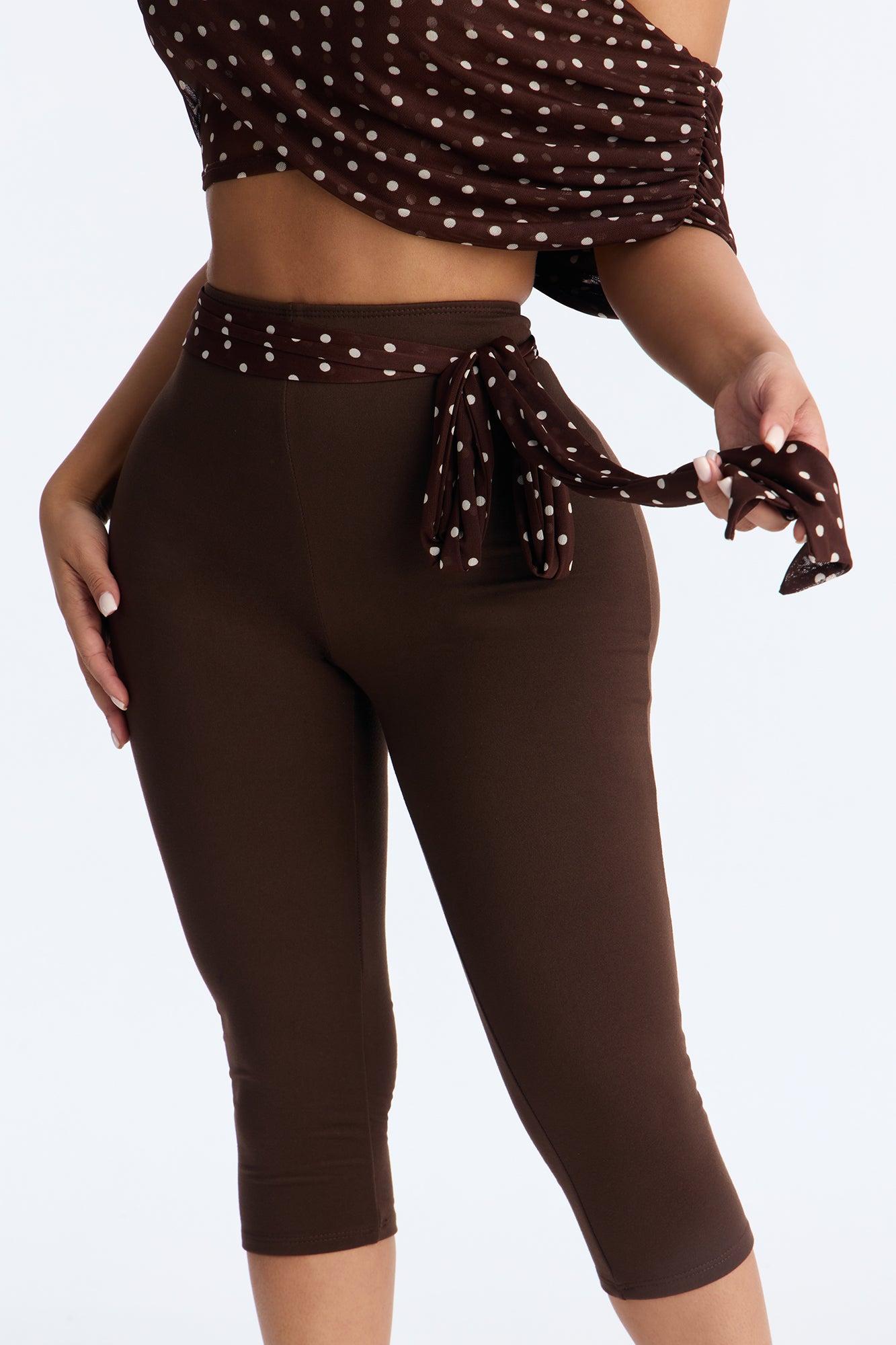 Bailey Off Shoulder Polka Dot Capri Set - Brown/combo Female Product Image