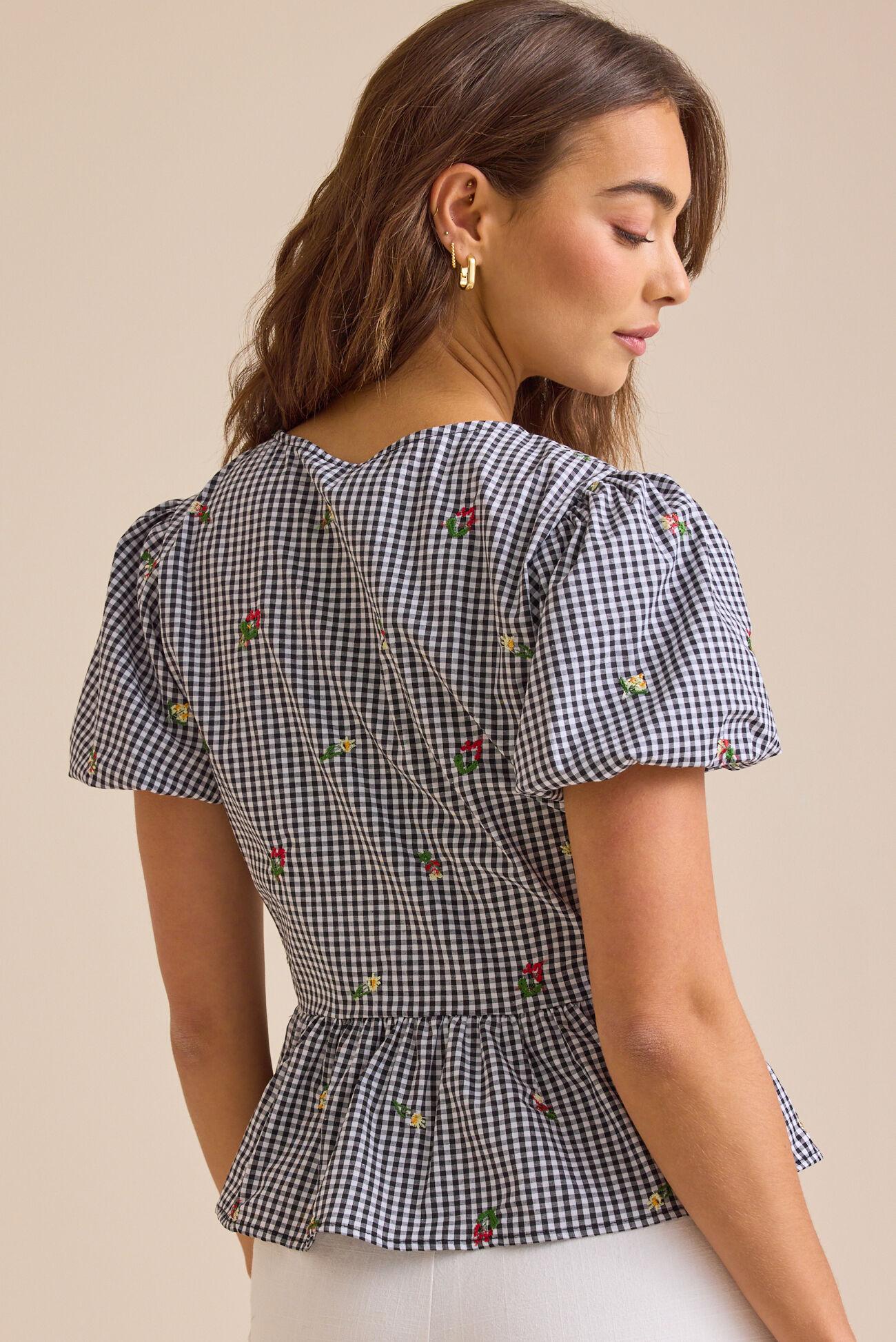 Laine Gingham Embroidered Top Product Image