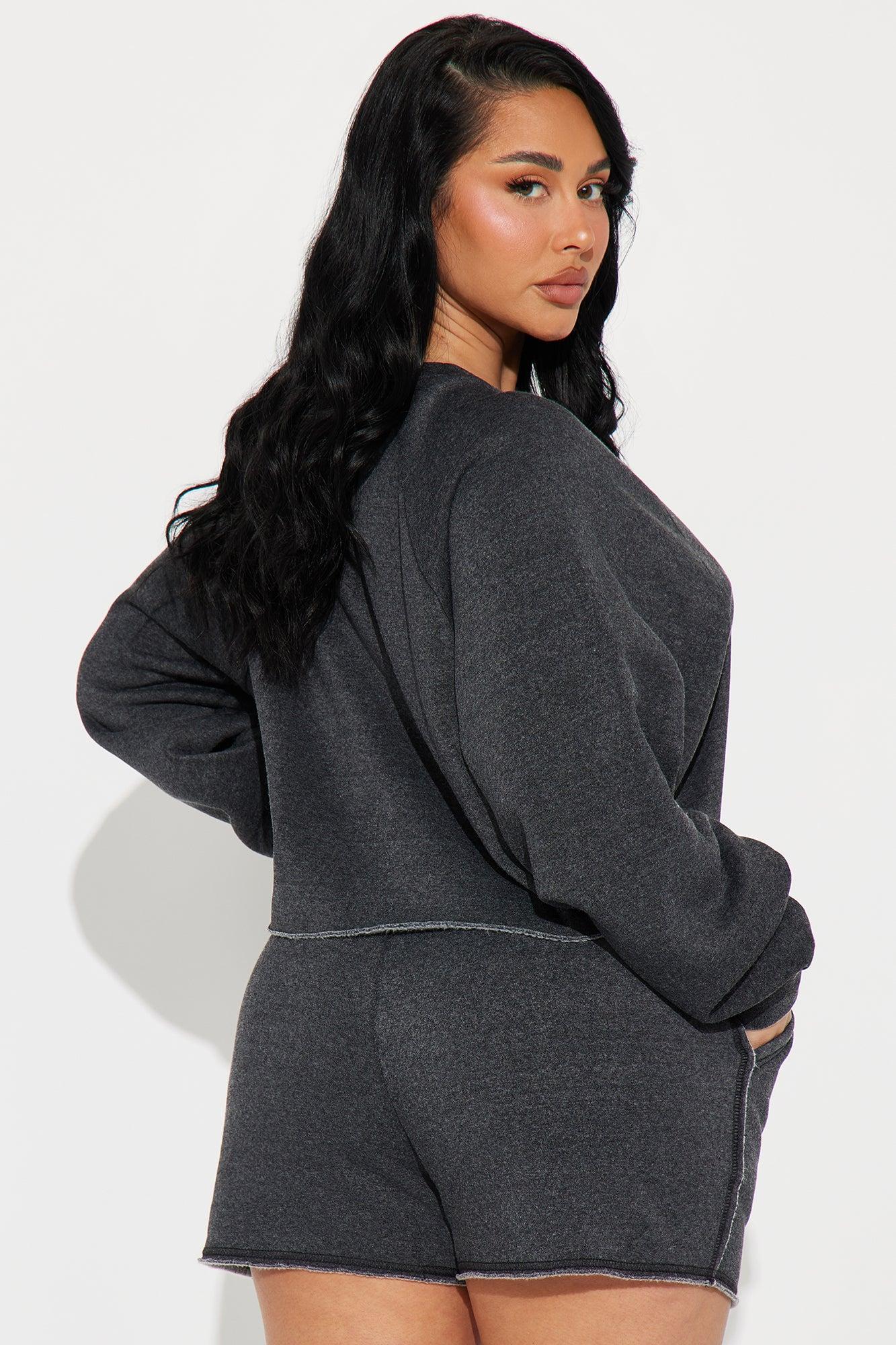 So Soft Washed Fleece Short Set - Black Product Image