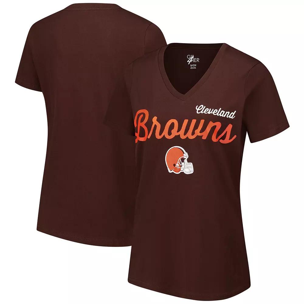 Women's G-III 4Her by Carl Banks Brown Cleveland Browns Post Season V-Neck T-Shirt,  Product Image
