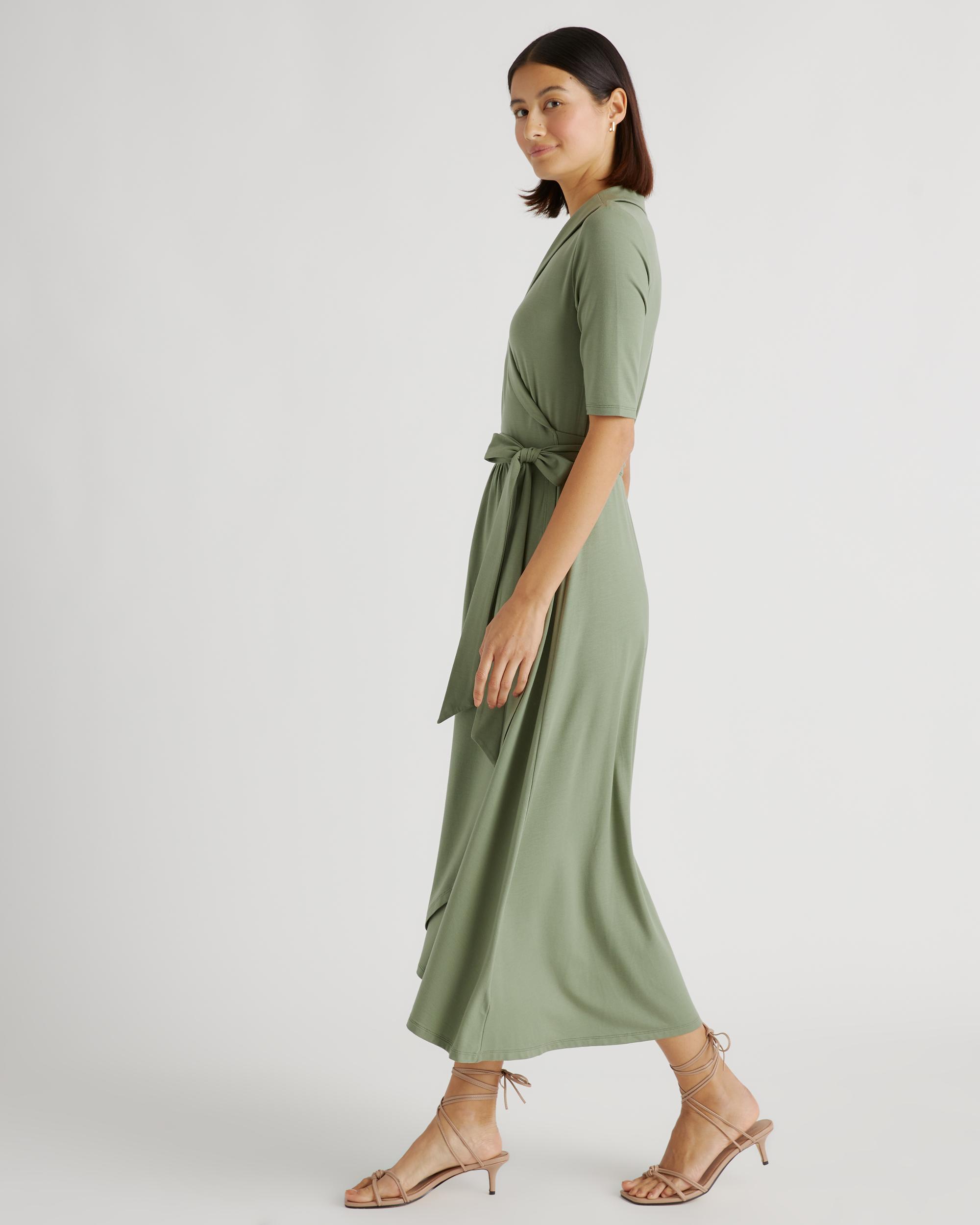 Quince | Women's Tencel Jersey Midi Wrap Dress Size XS Product Image