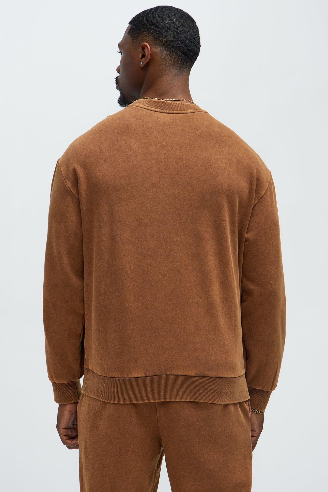 Tyson Heavy Wash Crewneck Sweatshirt - Dark Brown Product Image