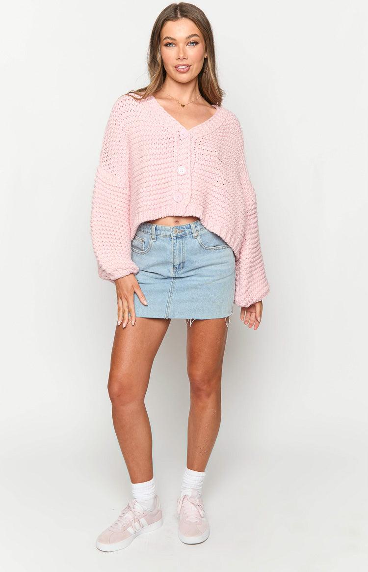 Jen Light Pink Knit Cardigan Product Image