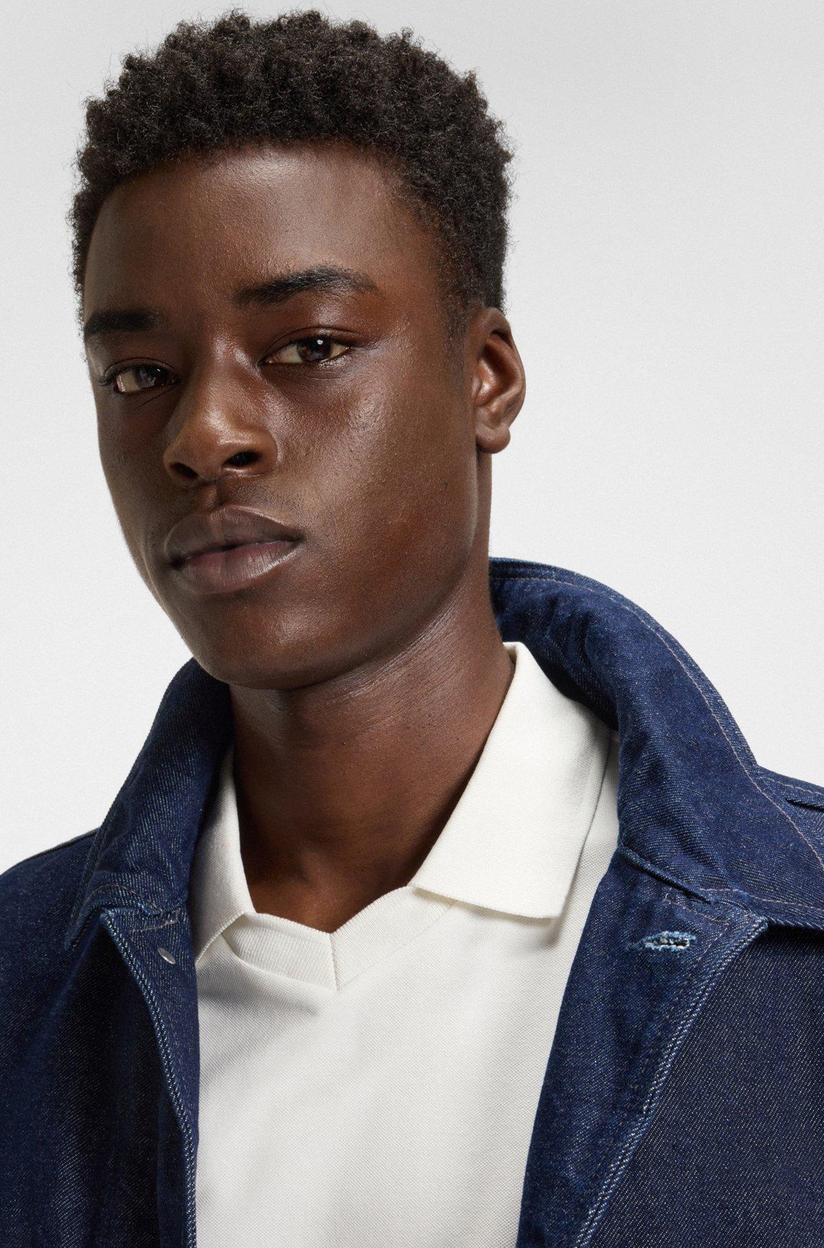 HUGO - Relaxed-fit polo shirt in mercerized stretch-cotton piqué - White Product Image