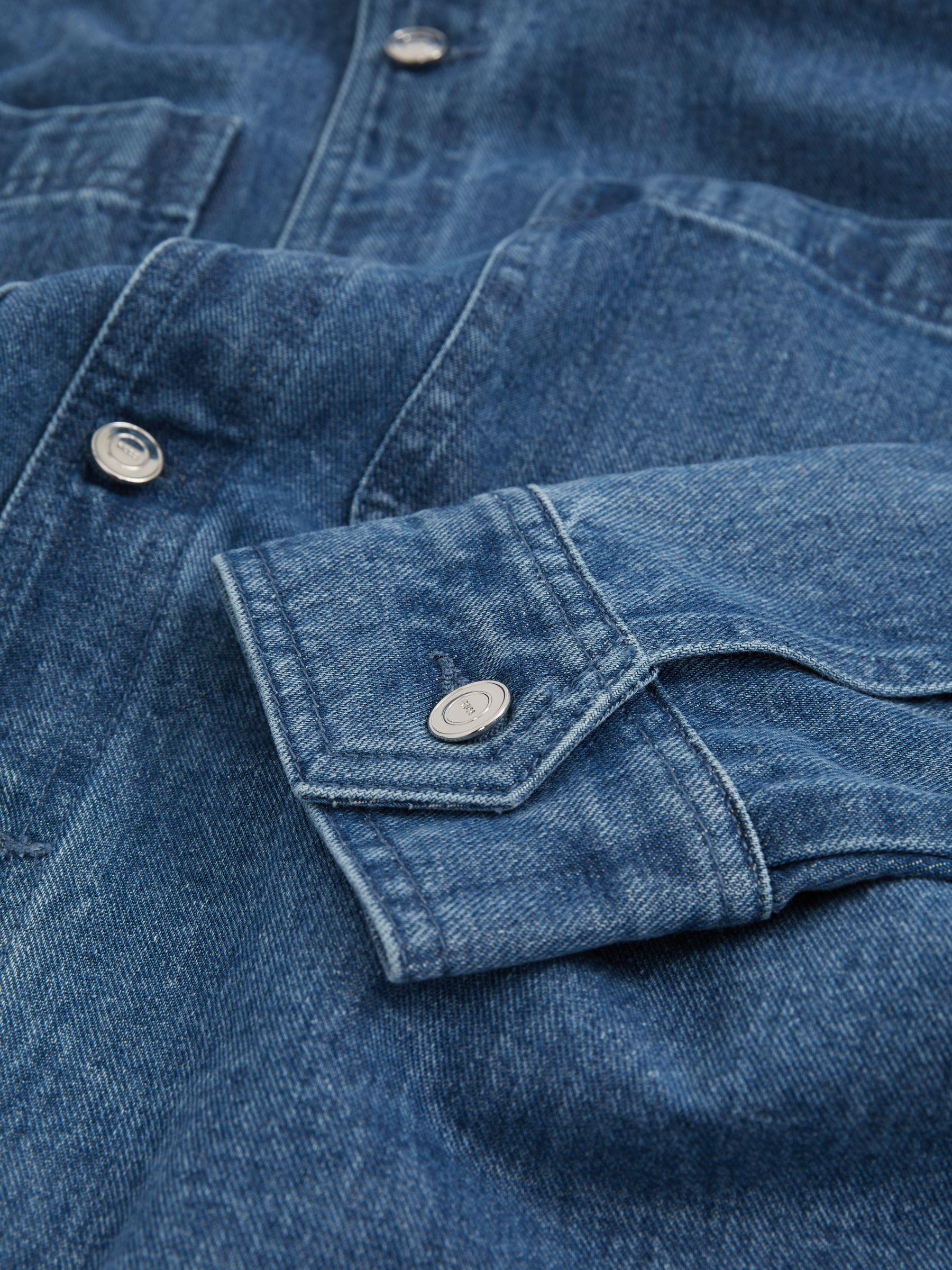 Cotton-Denim Button-Through Overshirt in Light Blue Wash Product Image