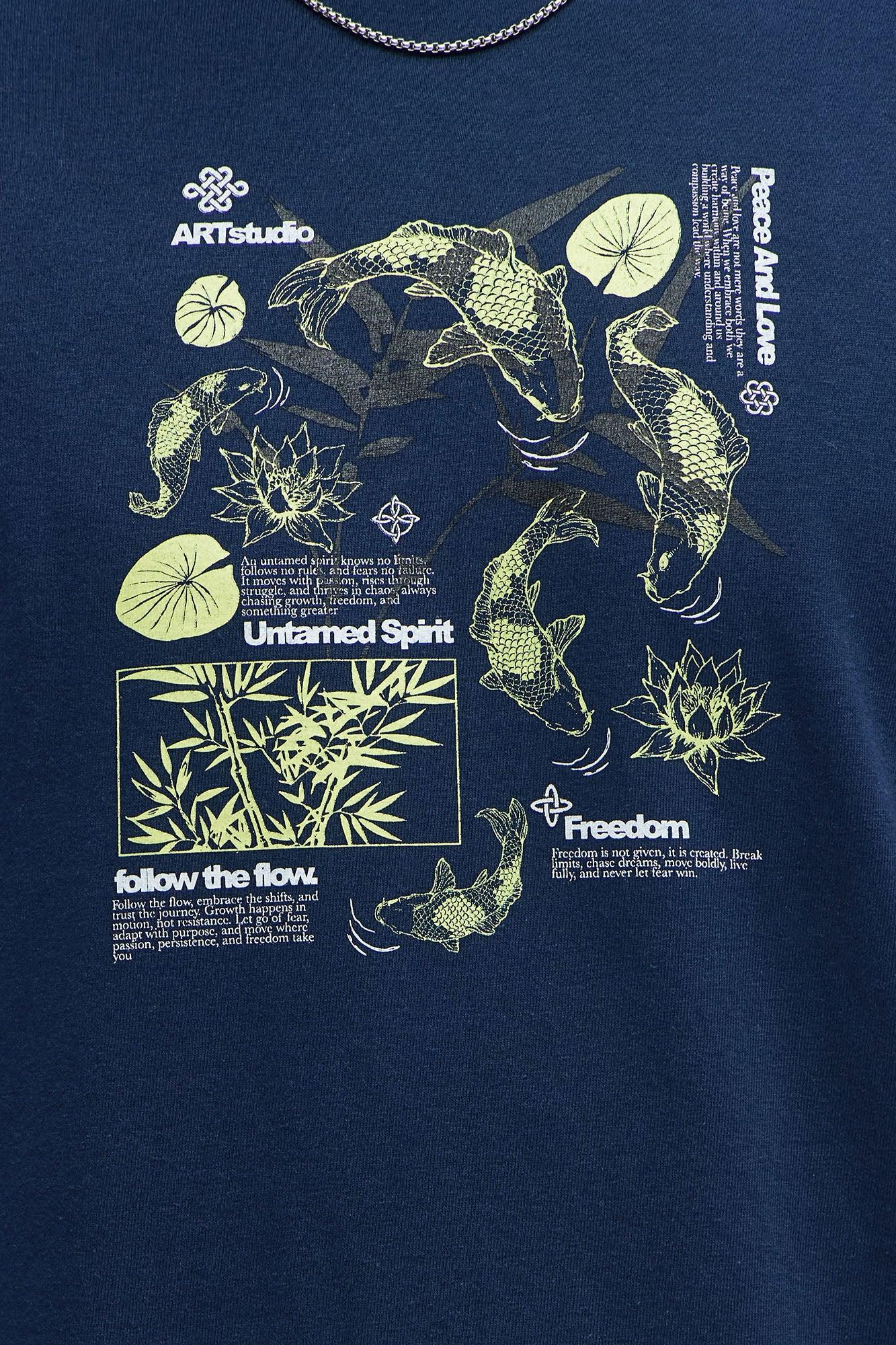 Follow The Flow Short Sleeve Tee - Navy Product Image