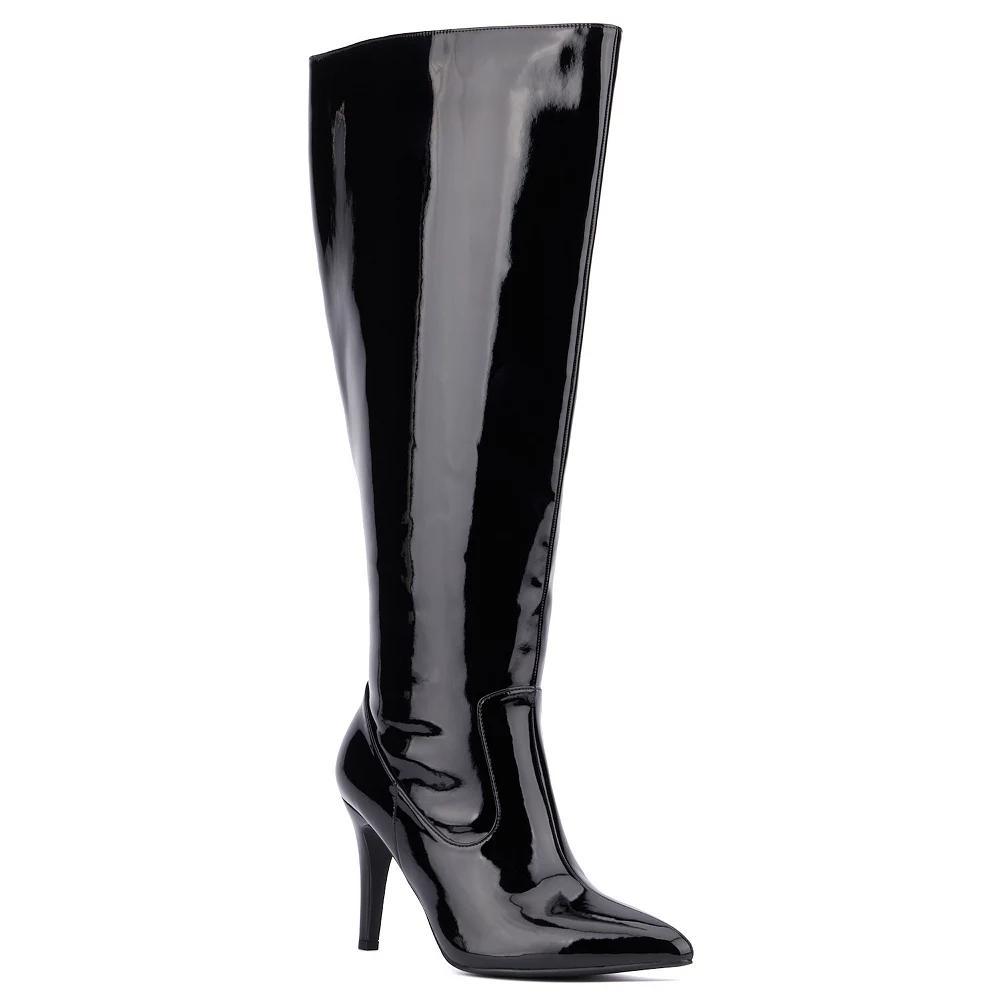 Fashion to Figure Lisette Women's Wide Width Knee-High Boots, Size: 10 Wide, Black Patent Product Image