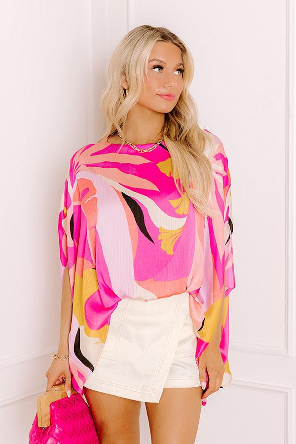 Shades Of Paradise Caftan Top in Pink Product Image