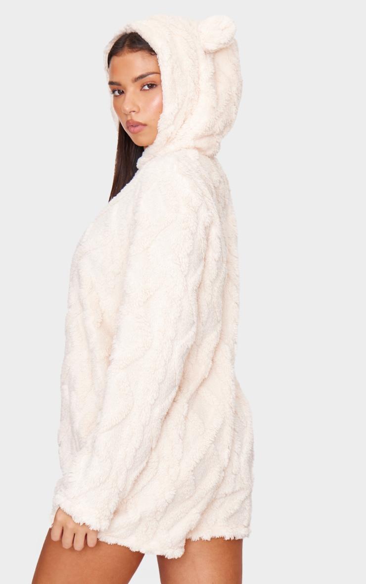 Cream Cable Fleece Hooded Romper Product Image