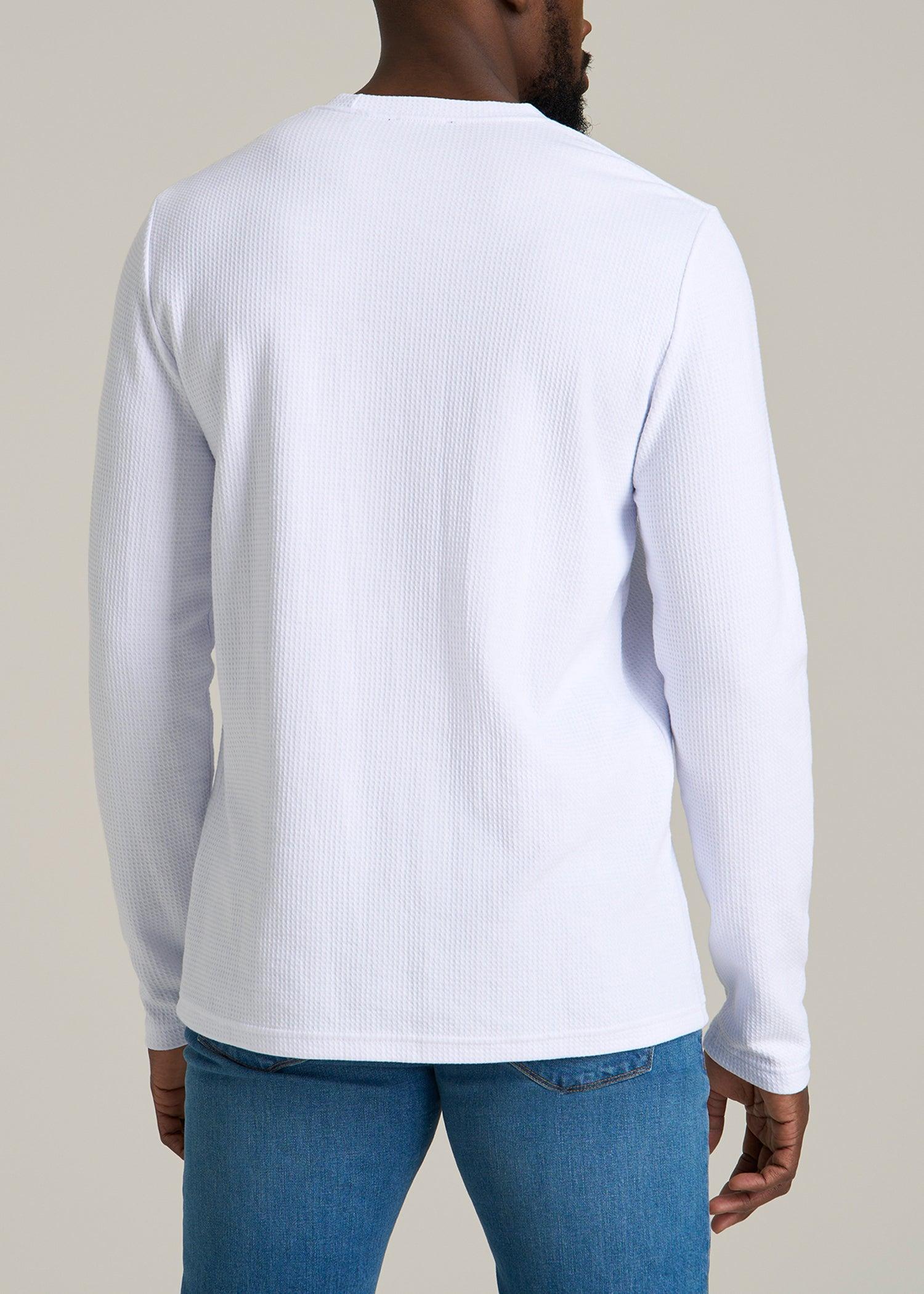 Cloud Knit Waffle Long Sleeve Tee for Tall Men in White Male Product Image